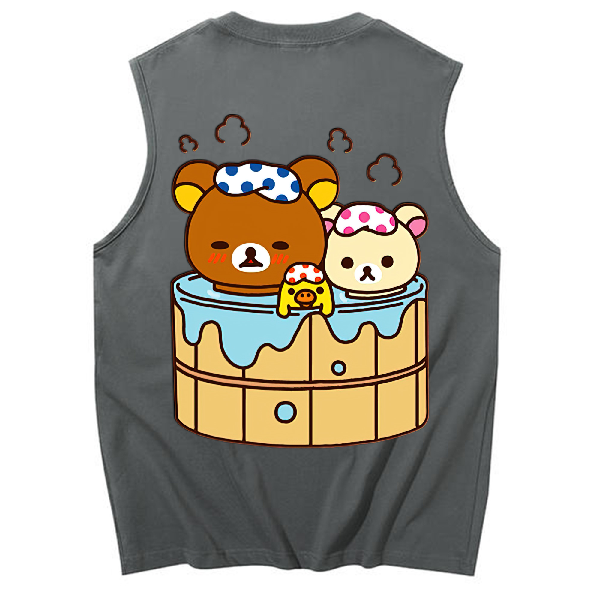 （画像用） リラックマ リラックマ キイロイトリ Rilakkuma Korilakkuma Kiiroitori コットン100％タンクトップ（背面プリント）